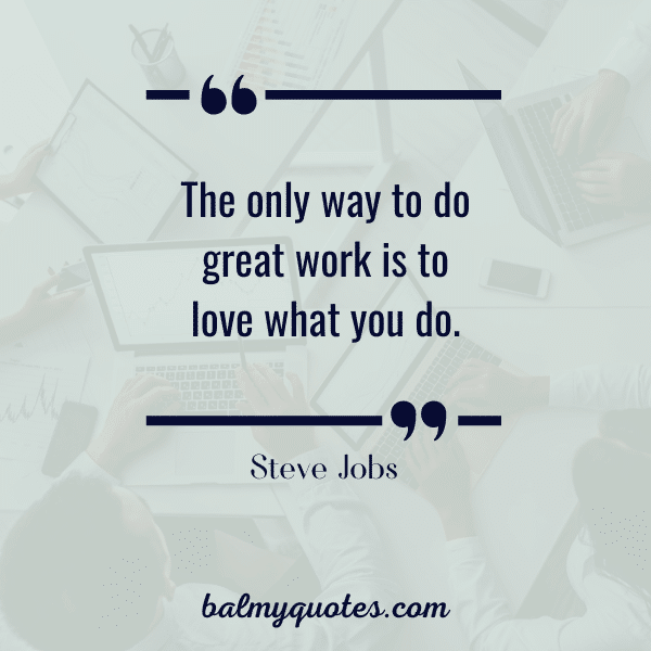 “The only way to do great work is to love what you do.” - Steve Jobs