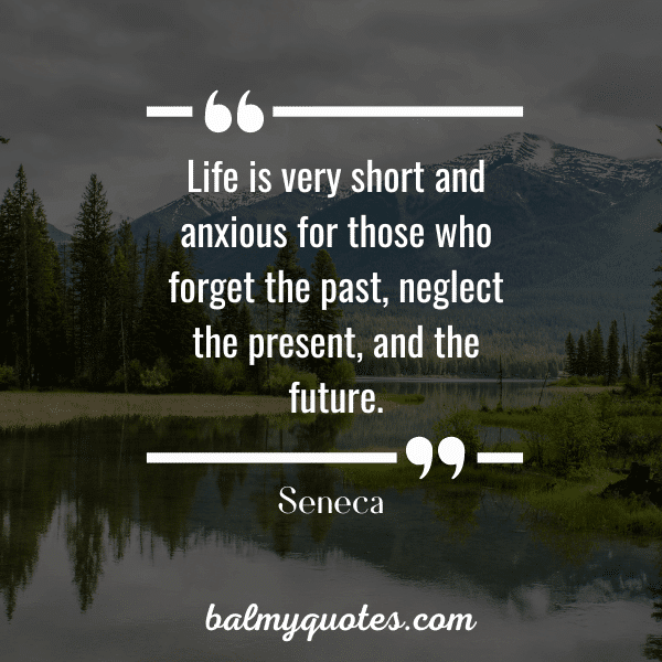 “Life is very short and anxious for those who forget the past, neglect the present, and the future.” - Seneca
