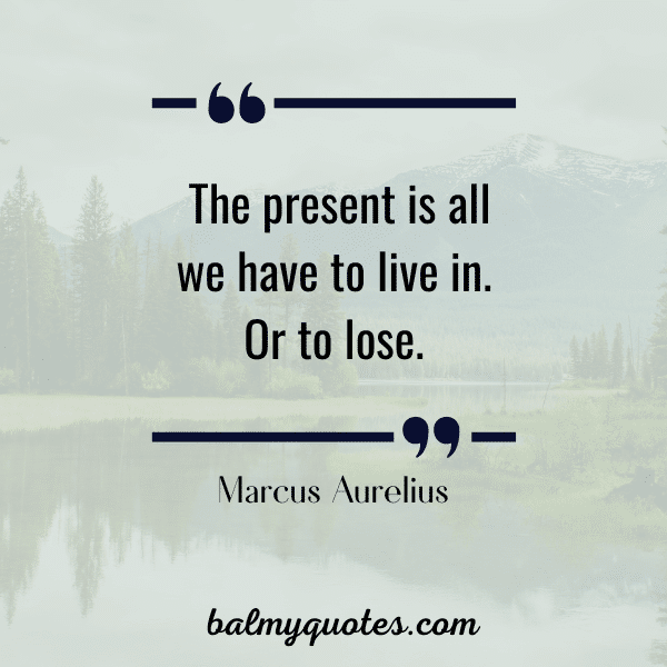“The present is all we have to live in. Or to lose.” - Marcus Aurelius