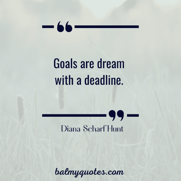 "Goals are dream with a deadline." Diana Scharf Hunt