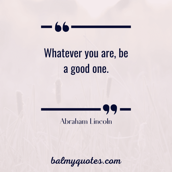 whatever you are, be a good one- Abraham Lincon