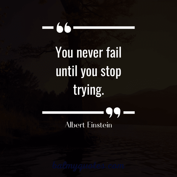 "you never fail until you stop trying." Albert Einstein