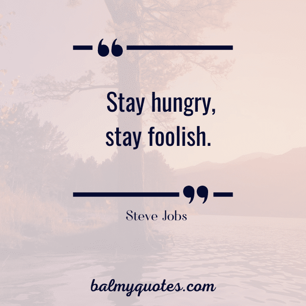 "Stay hungry. stay foolish." Steve Jobs