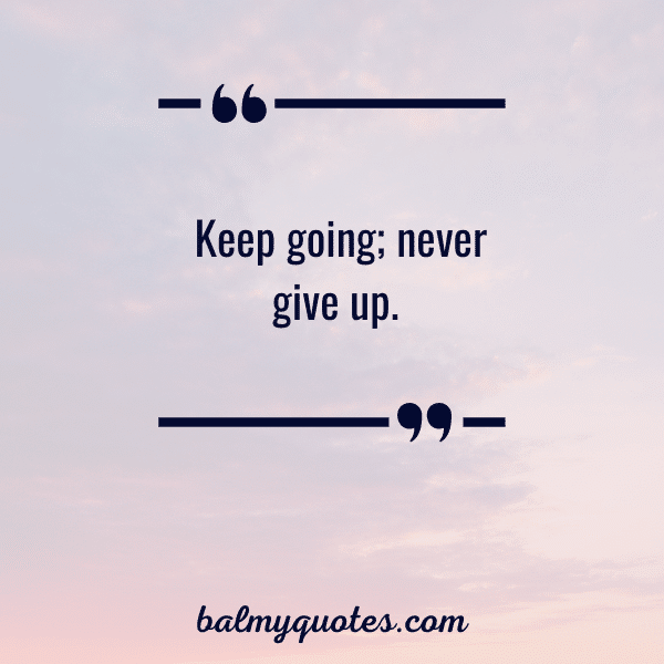 Keep going; never give up.”