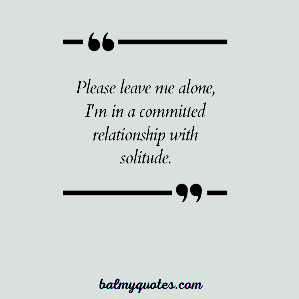 “Please leave me alone, I'm in a committed relationship with solitude.”